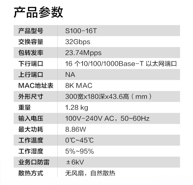 華爲 S100-16T 16口千兆交換機